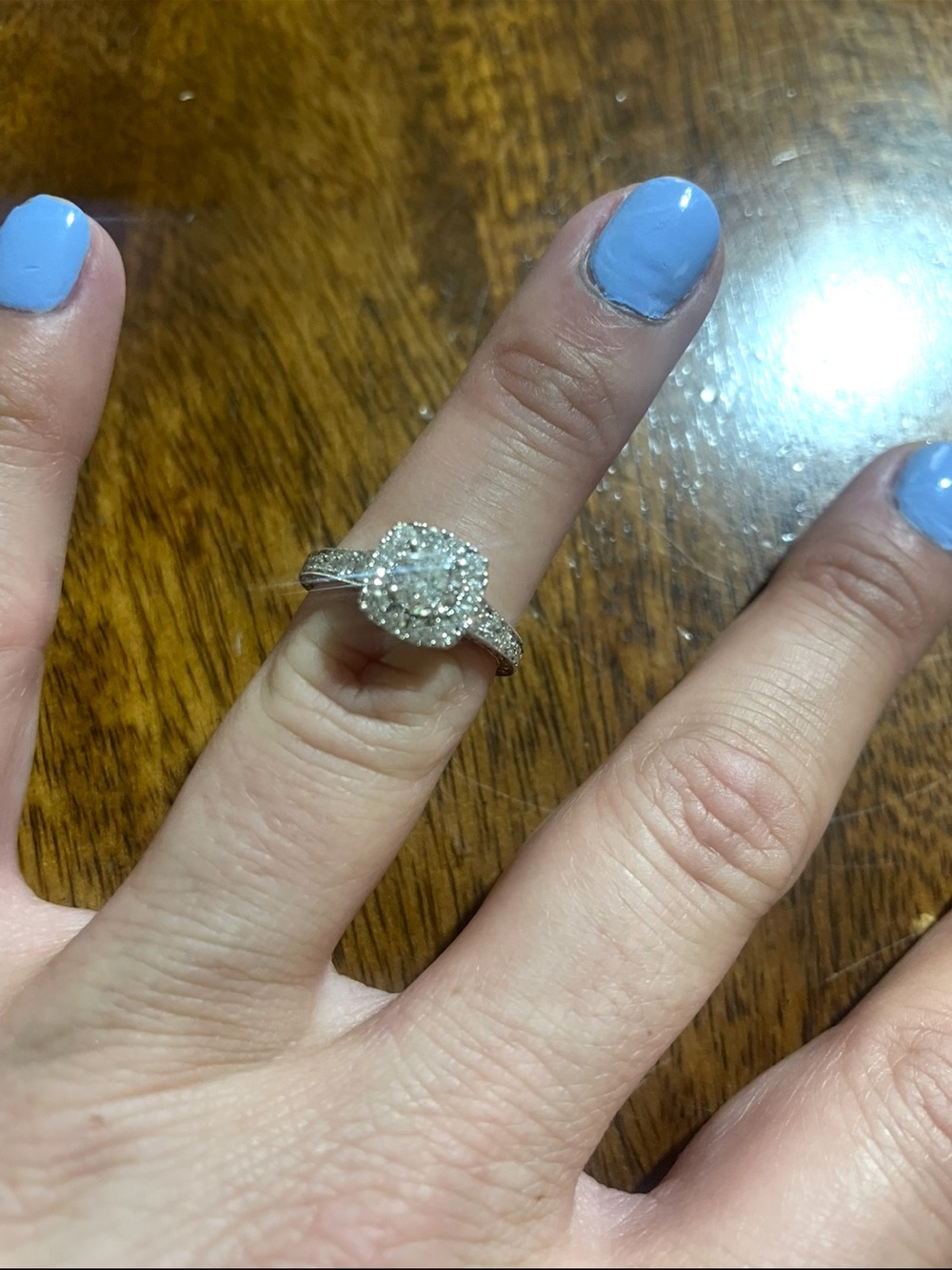 White Gold Halo Diamond Cluster Engagement Ring - White